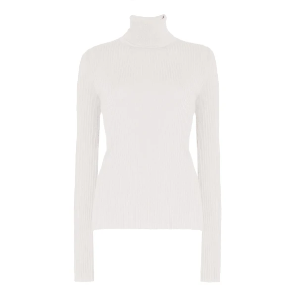 Gabriela Hearst Peppe Knit Turtleneck in Ivory Cashmere Silk