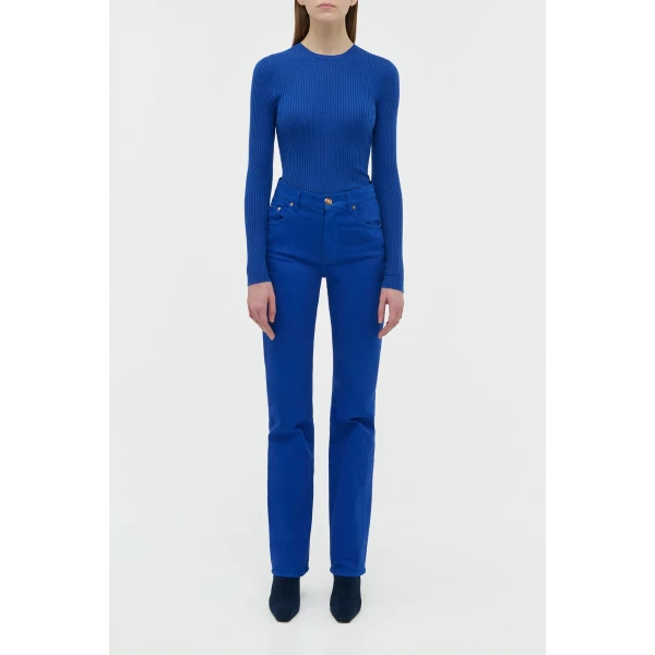 Gabriela Hearst Rey Straight-leg Jean in Cobalt Recycled Cotton Denim, view 2