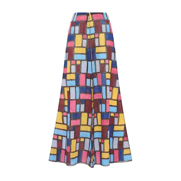 Gabriela Hearst Selma Patchwork Embroidered Maxi Skirt in Aurora Multi Linen