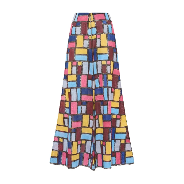Selma Patchwork Embroidered Maxi Skirt in Aurora Multi Linen