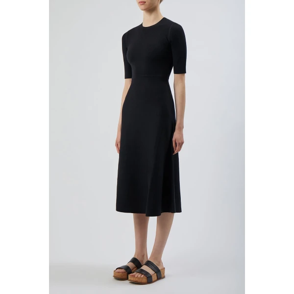 Gabriela Hearst Seymore Knit Midi Dress in Black Merino Wool Cashmere, view 2