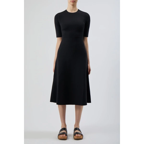 Gabriela Hearst Seymore Knit Midi Dress in Black Merino Wool Cashmere, view 5