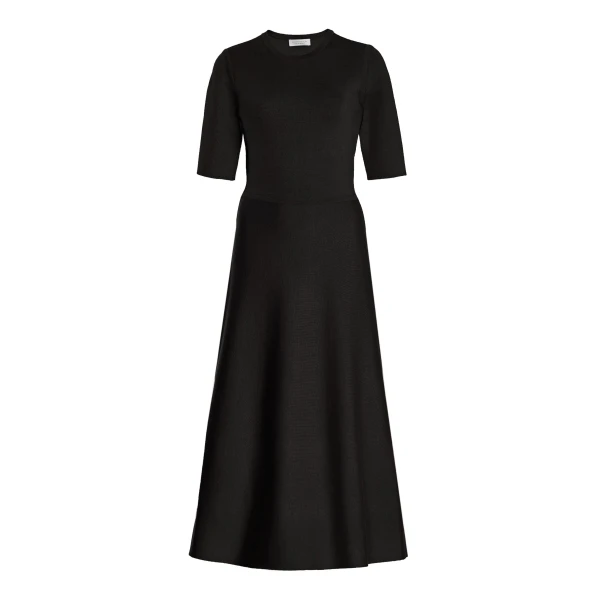 Gabriela Hearst Seymore Knit Midi Dress in Black Merino Wool Cashmere