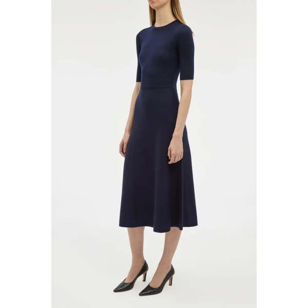 Gabriela Hearst Seymore Knit Midi Dress in Dark Navy Merino Wool Cashmere, view 2
