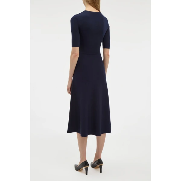 Gabriela Hearst Seymore Knit Midi Dress in Dark Navy Merino Wool Cashmere, view 3