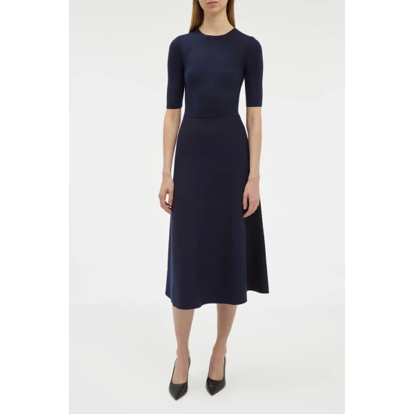 Gabriela Hearst Seymore Knit Midi Dress in Dark Navy Merino Wool Cashmere, view 5