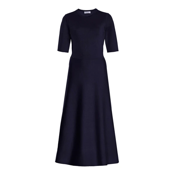 Gabriela Hearst Seymore Knit Midi Dress in Dark Navy Merino Wool Cashmere