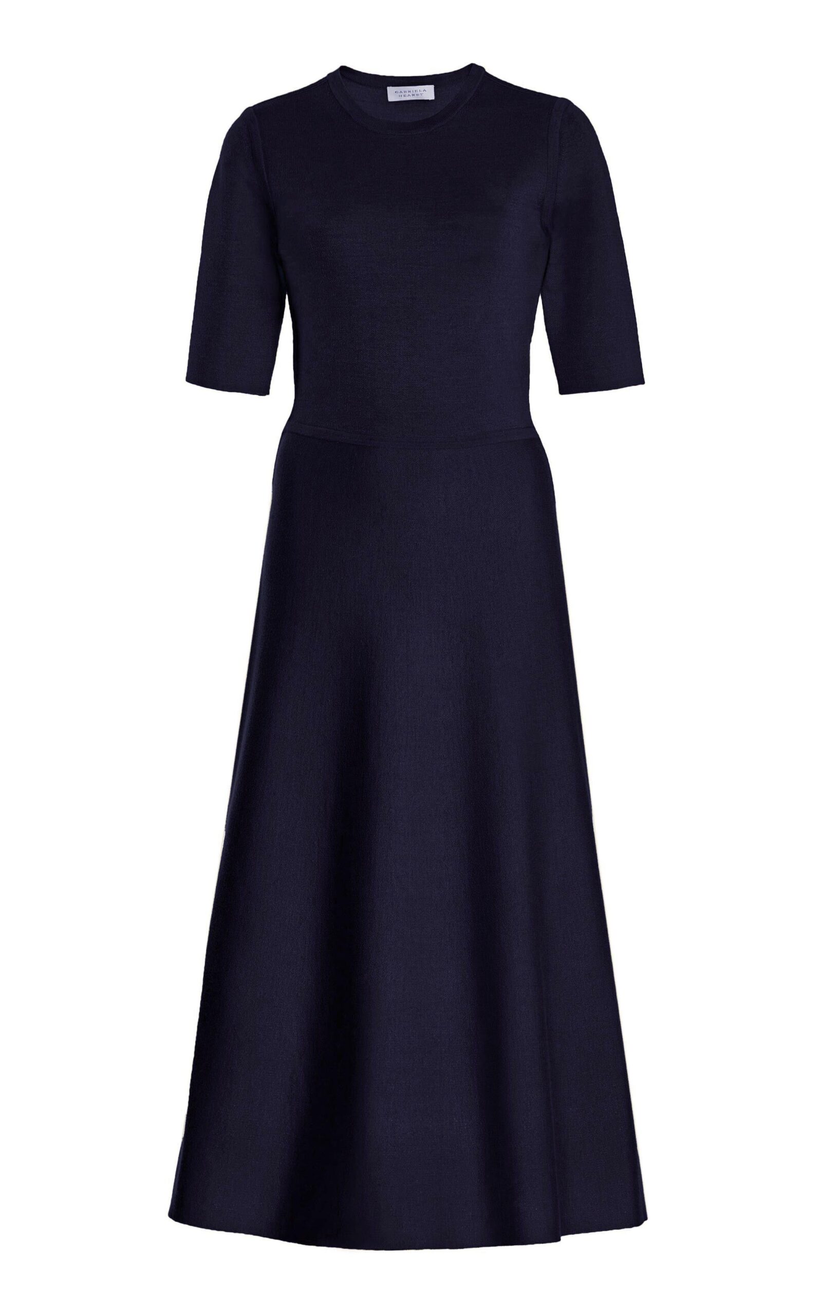 Gabriela Hearst Seymore Knit Midi Dress in Dark Navy Merino Wool Cashmere Gabriela Hearst Seymore Knit Midi Dress in Dark Navy Merino Wool Cashmere