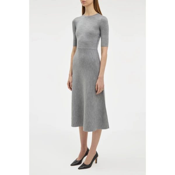 Gabriela Hearst Seymore Knit Midi Dress in Heather Grey Merino Wool Cashmere, view 2