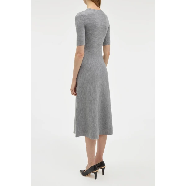 Gabriela Hearst Seymore Knit Midi Dress in Heather Grey Merino Wool Cashmere, view 3