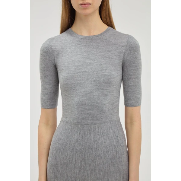 Gabriela Hearst Seymore Knit Midi Dress in Heather Grey Merino Wool Cashmere, view 4