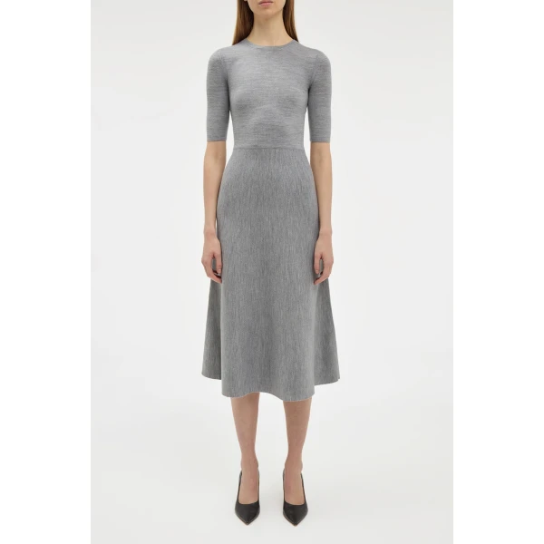 Gabriela Hearst Seymore Knit Midi Dress in Heather Grey Merino Wool Cashmere, view 5
