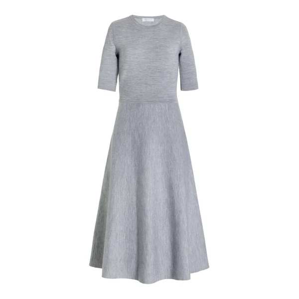 Gabriela Hearst Seymore Knit Midi Dress in Heather Grey Merino Wool Cashmere