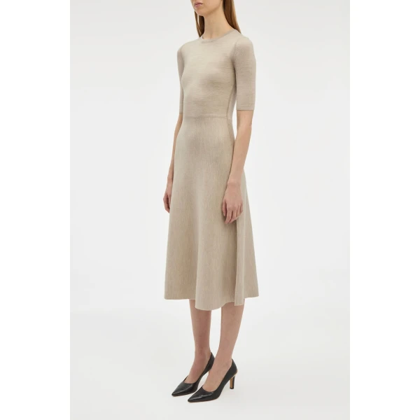 Gabriela Hearst Seymore Knit Midi Dress in Oatmeal Merino Wool Cashmere, view 2