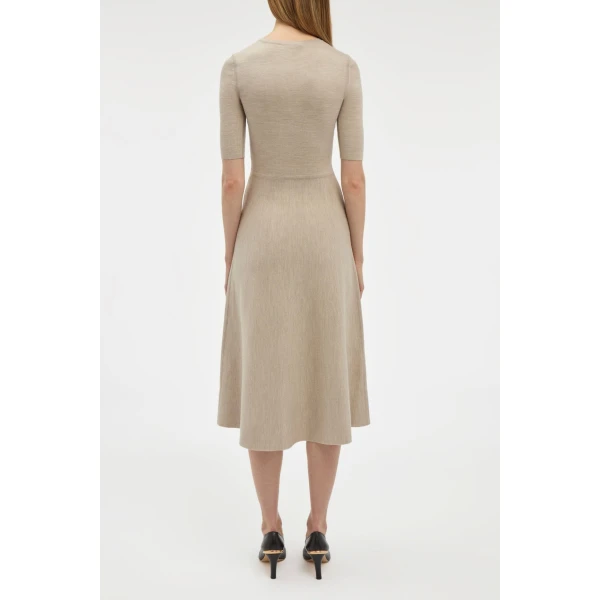 Gabriela Hearst Seymore Knit Midi Dress in Oatmeal Merino Wool Cashmere, view 3