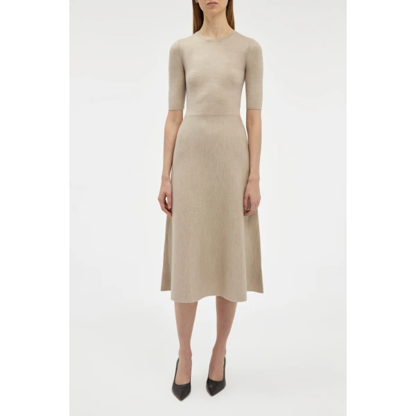 Gabriela Hearst Seymore Knit Midi Dress in Oatmeal Merino Wool Cashmere, view 5