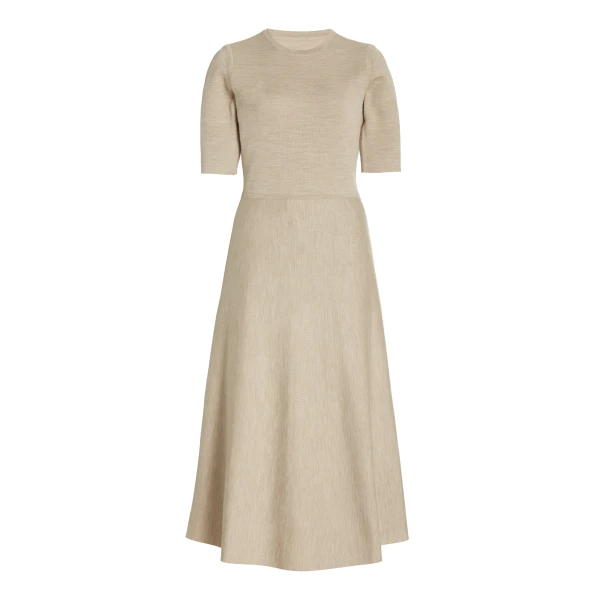 Gabriela Hearst Seymore Knit Midi Dress in Oatmeal Merino Wool Cashmere