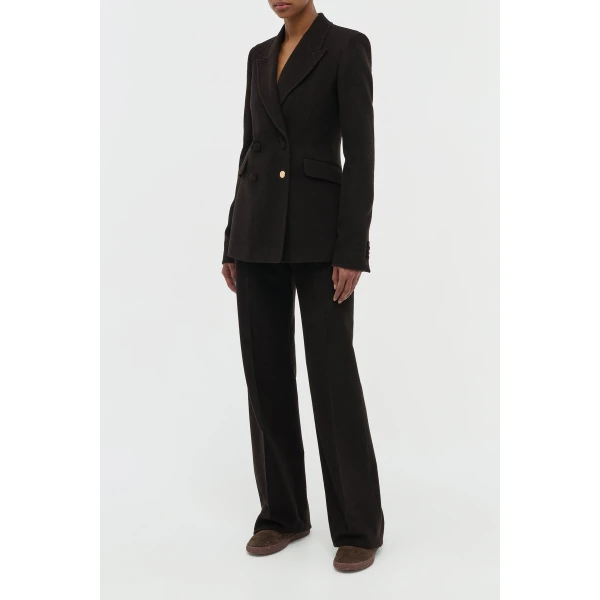 Gabriela Hearst Vesta Flare Pant in Chocolate Fine Cashmere Corduroy, view 2