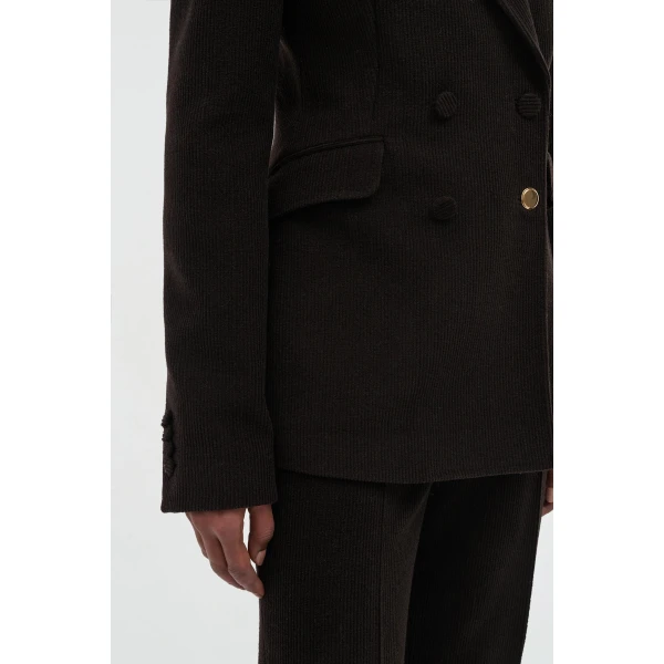 Gabriela Hearst Vesta Flare Pant in Chocolate Fine Cashmere Corduroy, view 4