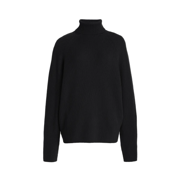 Gabriela Hearst Wigman Knit Turtleneck Sweater in Black Cashmere