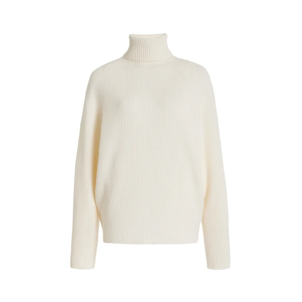 Gabriela Hearst Wigman Knit Turtleneck Sweater in Ivory Cashmere