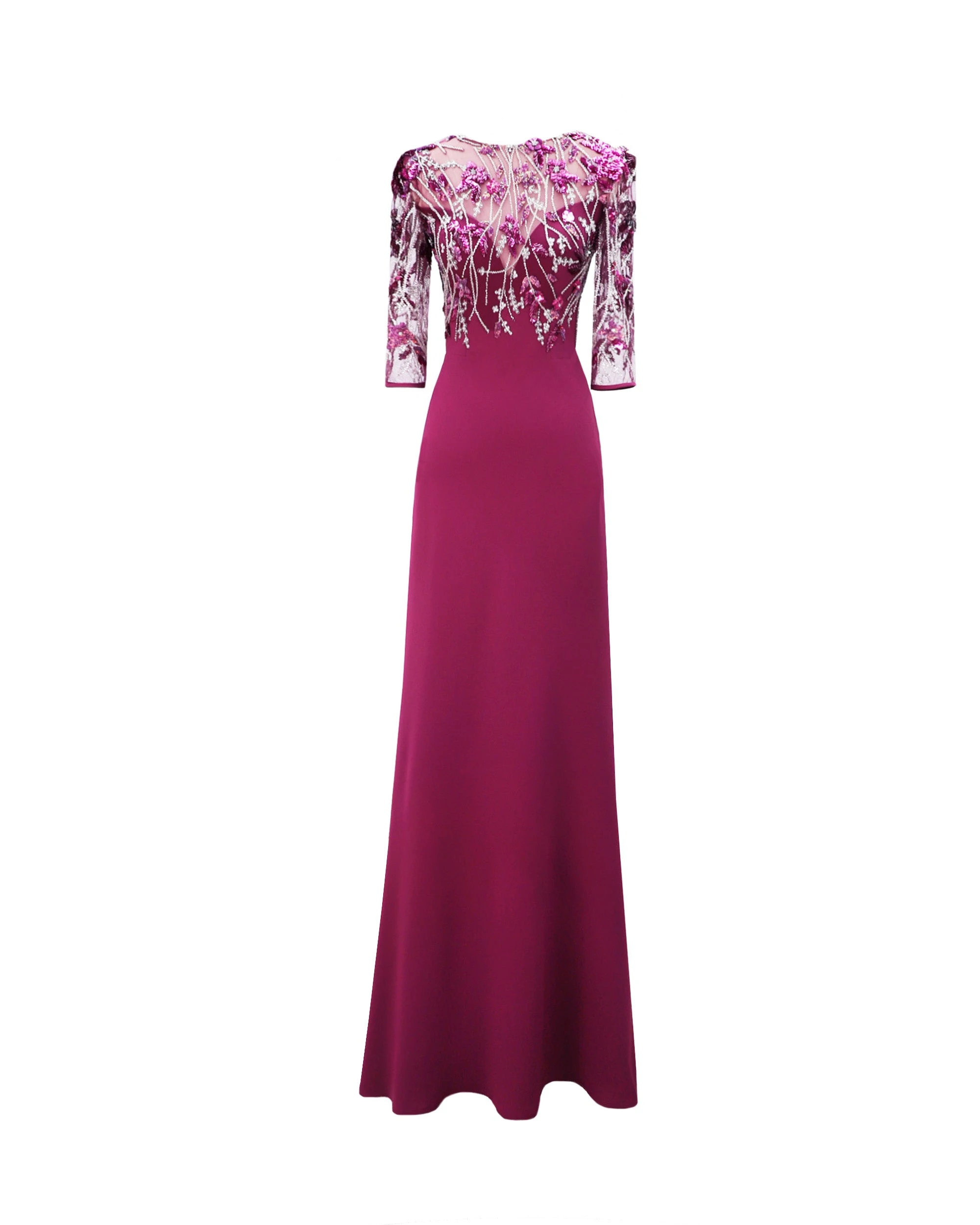 Gemy Maalouf 3/4 Sleeves Dress with Beaded Corset Gemy Maalouf 3/4 Sleeves Dress with Beaded Corset