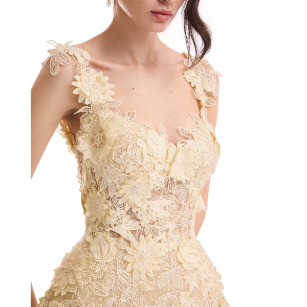 Gemy Maalouf 3D Floral Cage Midi Dress, view 5