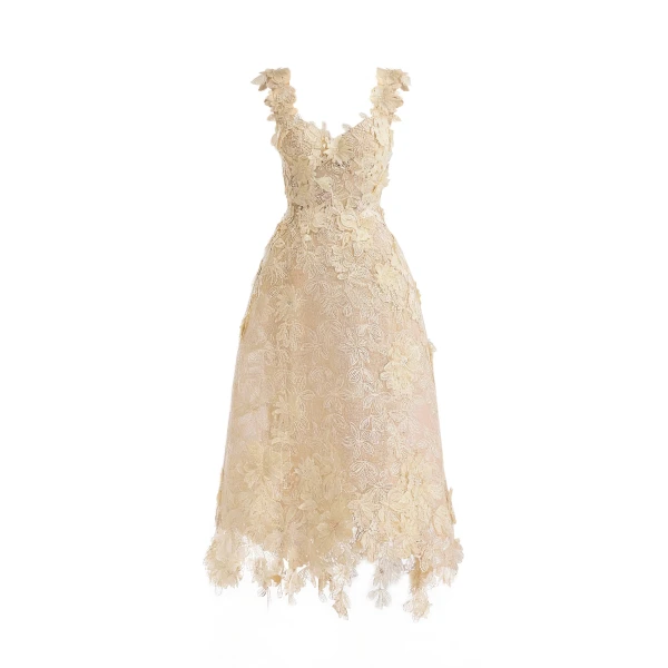 Gemy Maalouf 3D Floral Cage Midi Dress, view 6