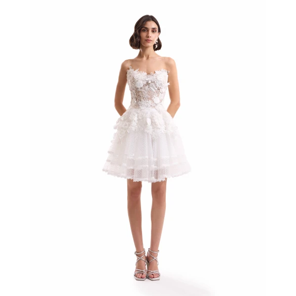 Gemy Maalouf 3D Floral Tulle Corset Set, view 2