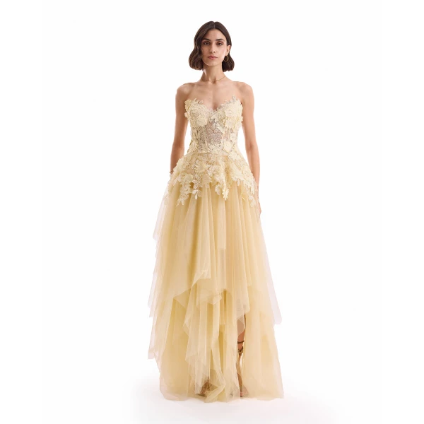 Gemy Maalouf 3D Floral Tulle Corset Set, view 2