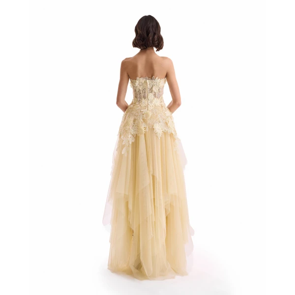 Gemy Maalouf 3D Floral Tulle Corset Set, view 4