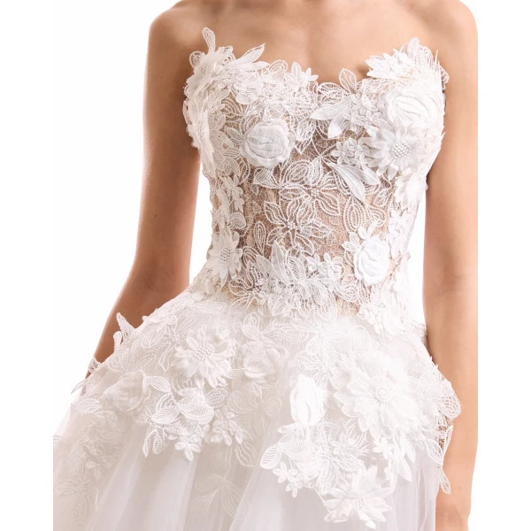 Gemy Maalouf 3D Floral Tulle Corset Set, view 5