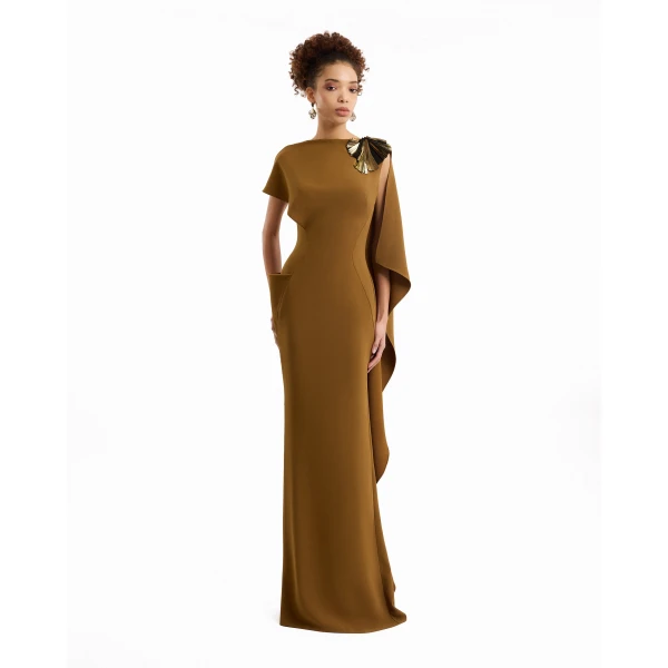 Gemy Maalouf Asymmetric Cape Dress, view 2