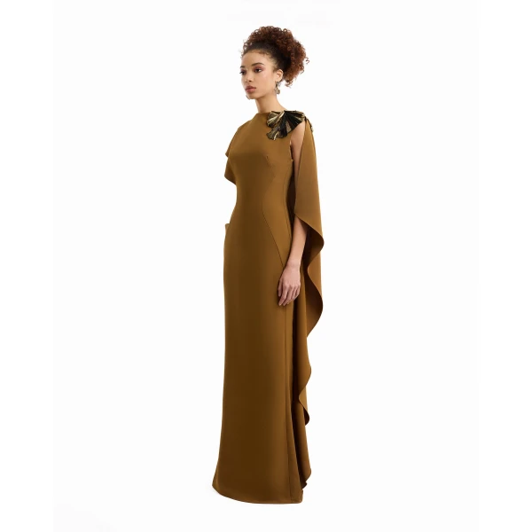 Gemy Maalouf Asymmetric Cape Dress, view 3