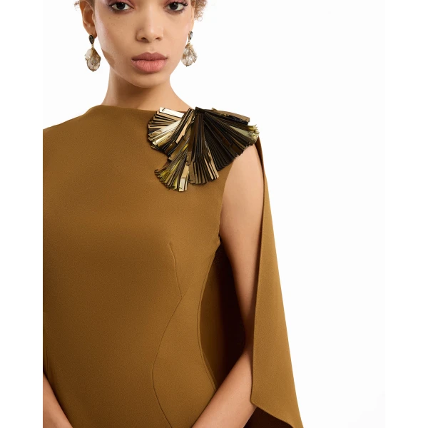 Gemy Maalouf Asymmetric Cape Dress, view 5