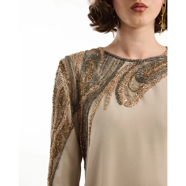 Gemy Maalouf Asymmetrical Beading Dress, view 4