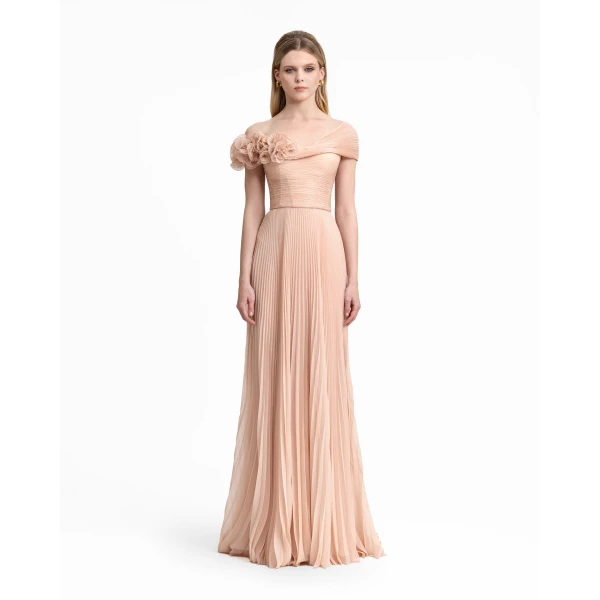 Gemy Maalouf Asymmetrical Chiffon Corset Dress, view 2