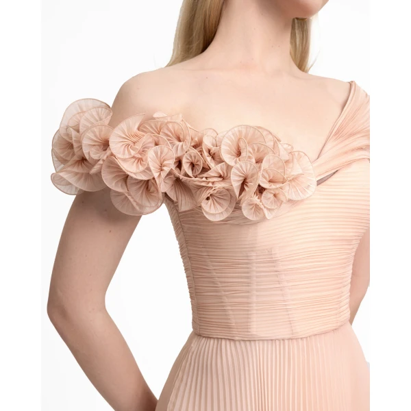 Gemy Maalouf Asymmetrical Chiffon Corset Dress, view 4