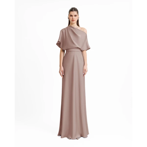 Gemy Maalouf Asymmetrical Draped Neckline Dress, view 2