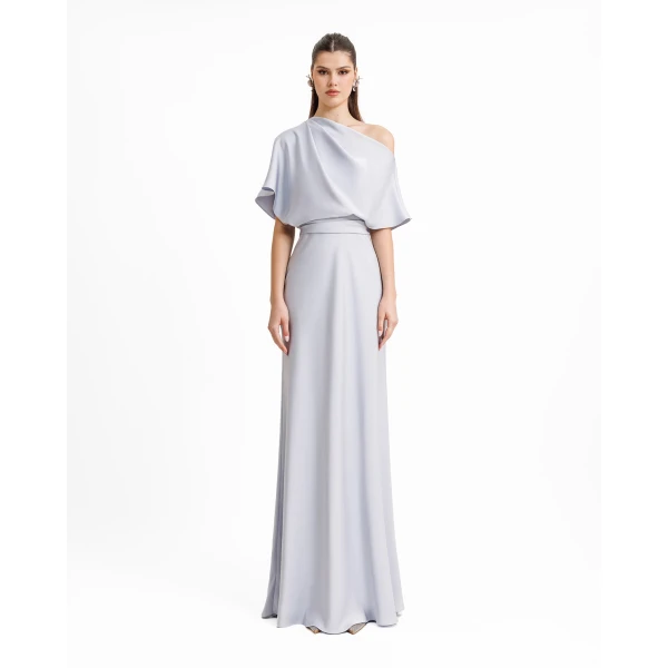 Gemy Maalouf Asymmetrical Draped Neckline Dress, view 2