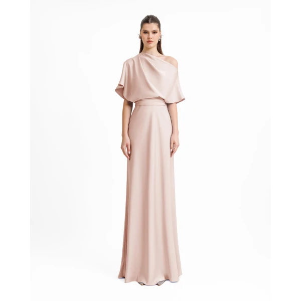 Gemy Maalouf Asymmetrical Draped Neckline Dress, view 2