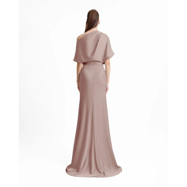 Gemy Maalouf Asymmetrical Draped Neckline Dress, view 3
