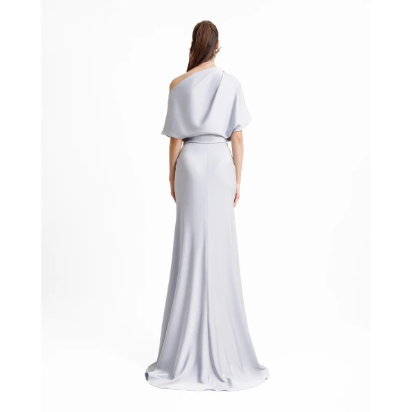 Gemy Maalouf Asymmetrical Draped Neckline Dress, view 3