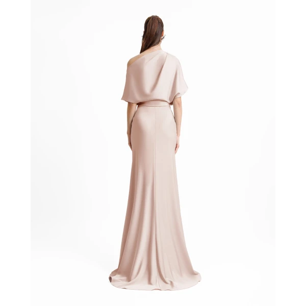 Gemy Maalouf Asymmetrical Draped Neckline Dress, view 3