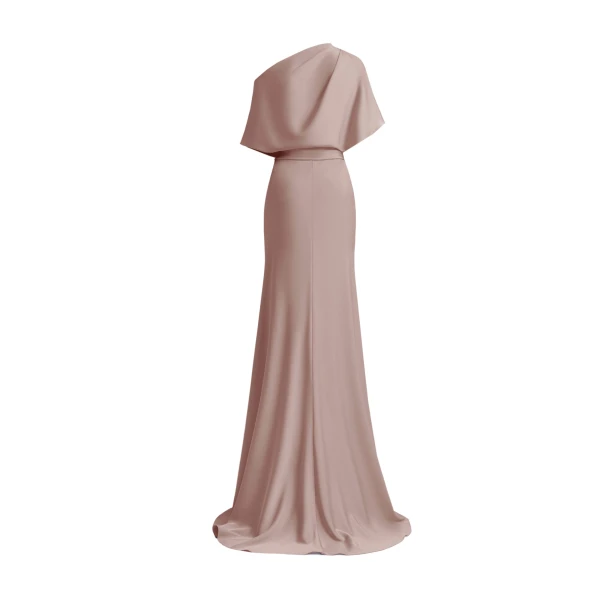 Gemy Maalouf Asymmetrical Draped Neckline Dress, view 5
