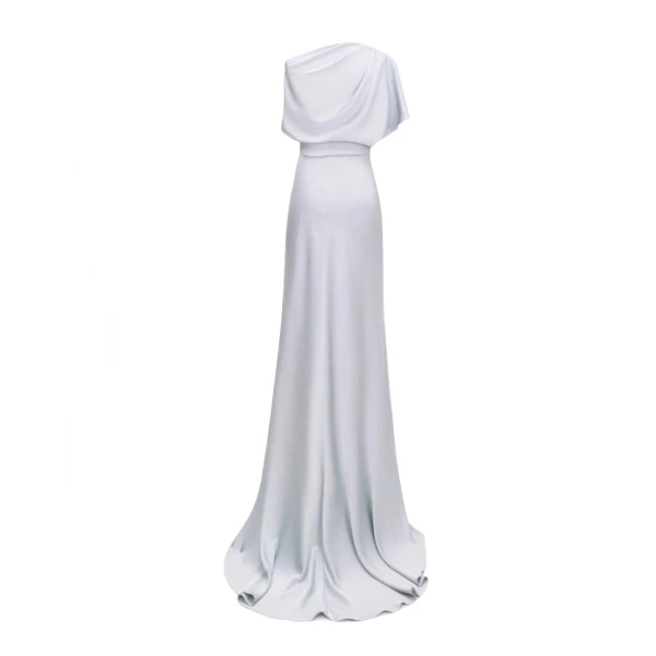 Gemy Maalouf Asymmetrical Draped Neckline Dress, view 5