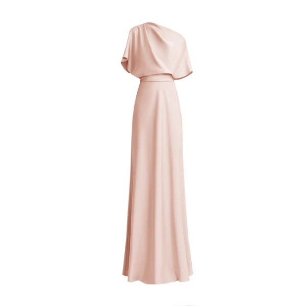 Gemy Maalouf Asymmetrical Draped Neckline Dress, view 5