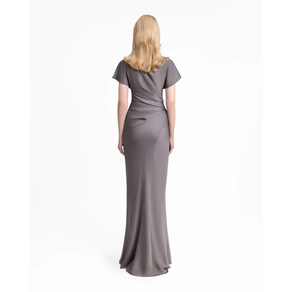Gemy Maalouf Asymmetrical Draped Satin Dress, view 3