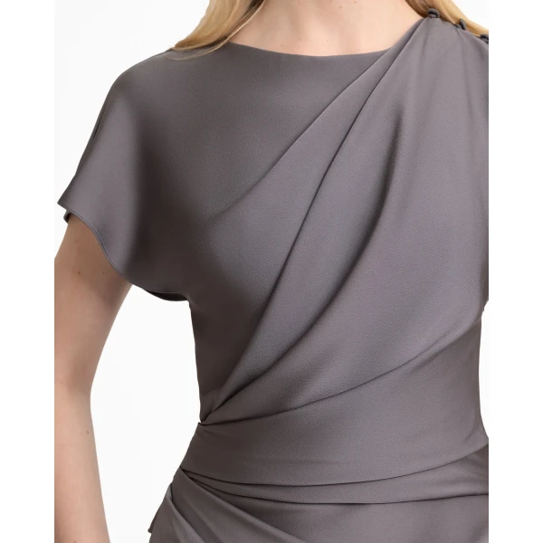 Gemy Maalouf Asymmetrical Draped Satin Dress, view 4