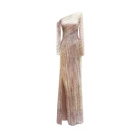 Gemy Maalouf Asymmetrical Neckline Beaded Dress Gemy Maalouf Asymmetrical Neckline Beaded Dress